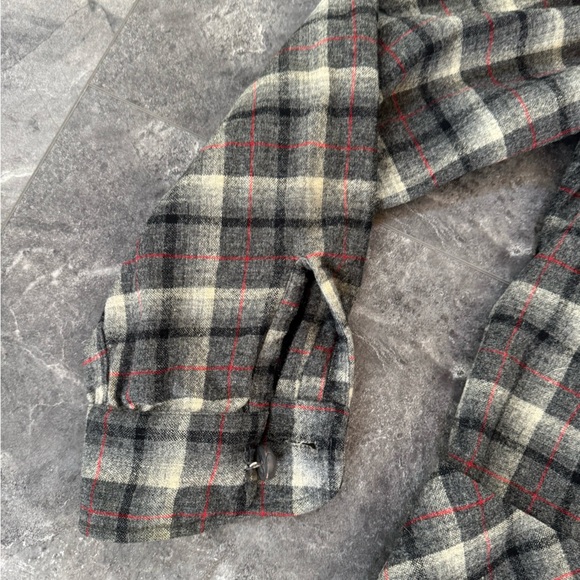 Pendleton Vintage Gray Plaid Wool Blazer Suit Over Coat Size XL - Picture 2 of 6